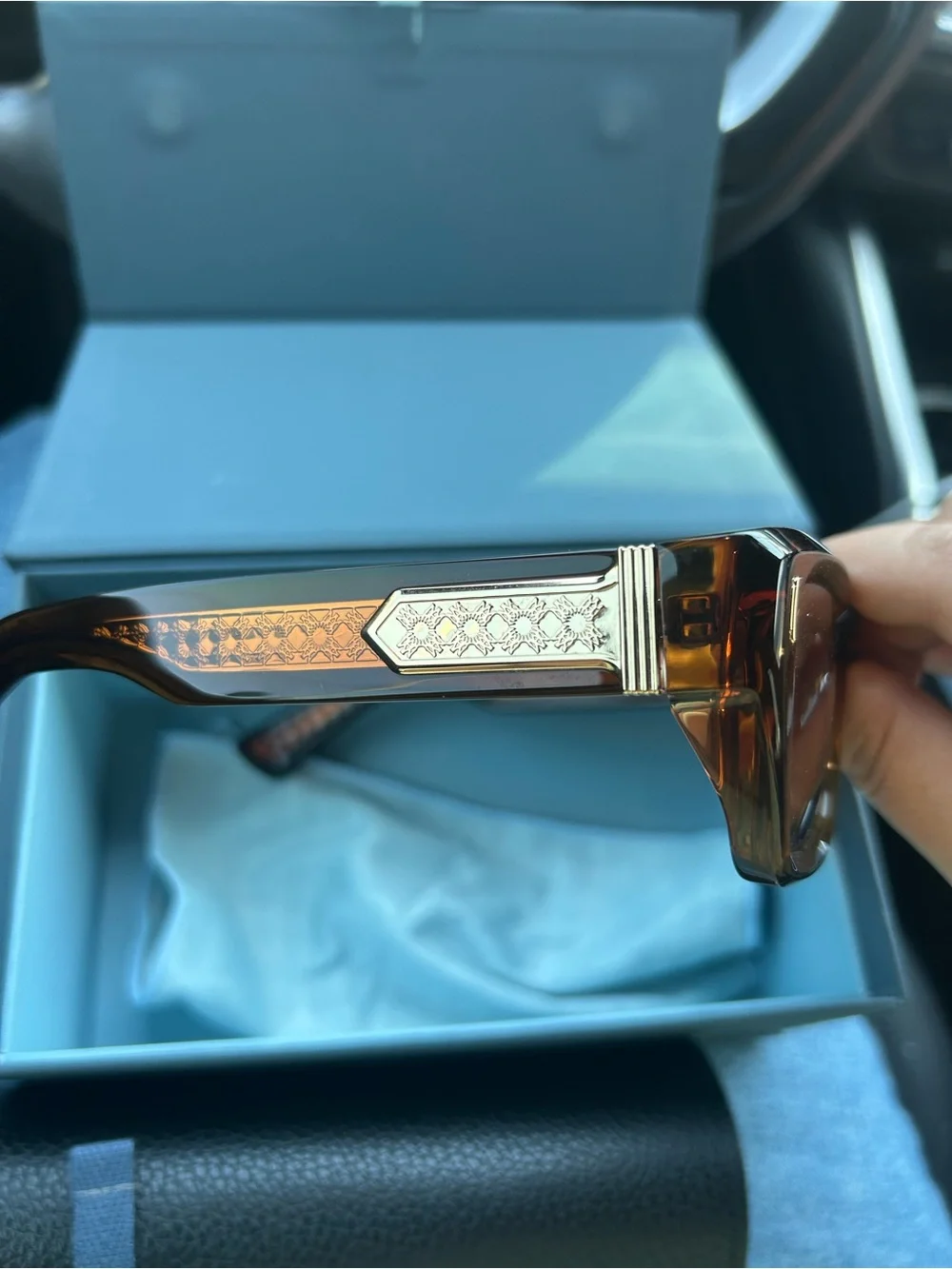 AMIRI Brown Tortoiseshell Rectangular Men’s Sunglasses